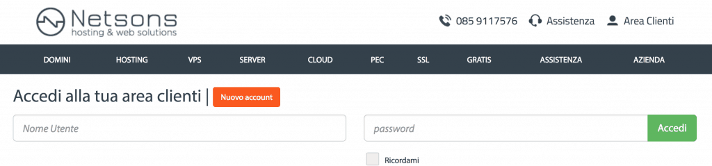 Come installare wordpress su provider netsons 1 login 1024x239 - Come installare wordpress su provider netsons