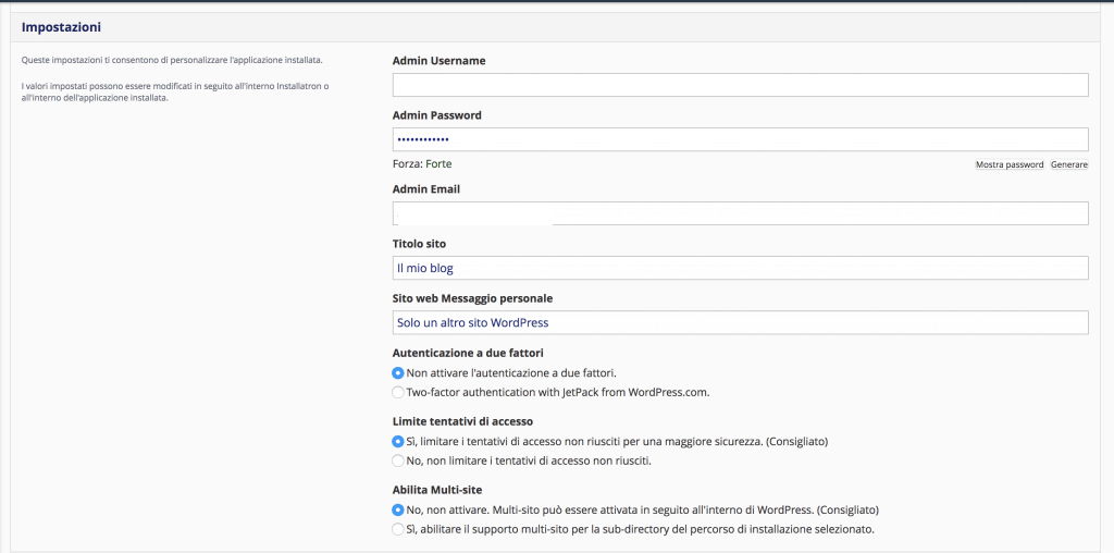 Come installare wordpress su provider netsons 11 settaggi 1024x508 - Come installare wordpress su provider netsons