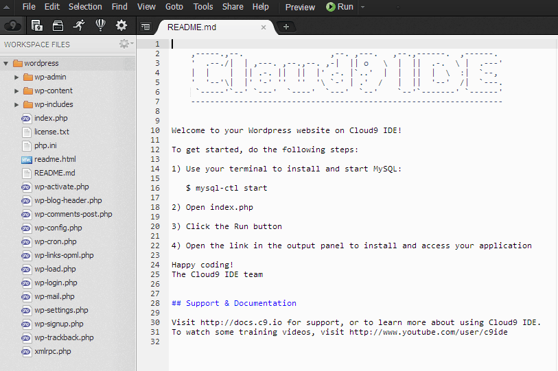 Cattura4 - Come installare wordpress gratis sul cloud IDE c9.io