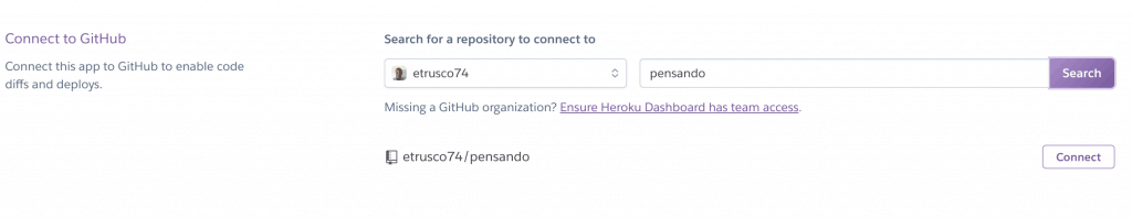 17 heroku searc github repo 1024x198 - Deployare un'app node.js su Heroku in Continuous Integration con gitHub