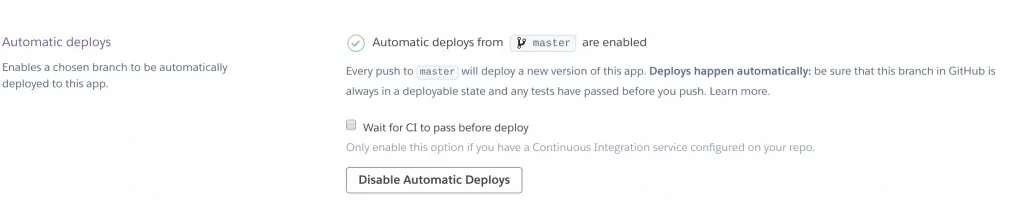 19 heroku enable automatic deploy 1024x224 - Deployare un'app node.js su Heroku in Continuous Integration con gitHub