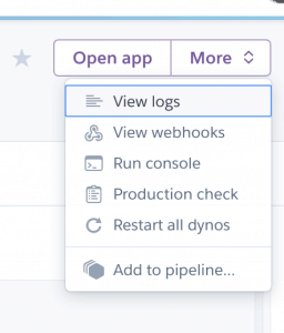 26 view log 256x300 - Deployare un'app node.js su Heroku in Continuous Integration con gitHub