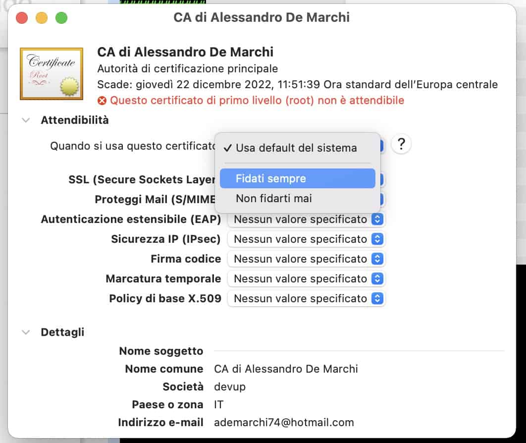 Certificate Authority 2021 12 22 alle 11.53.31 - Come installare wordress in locale su macOs