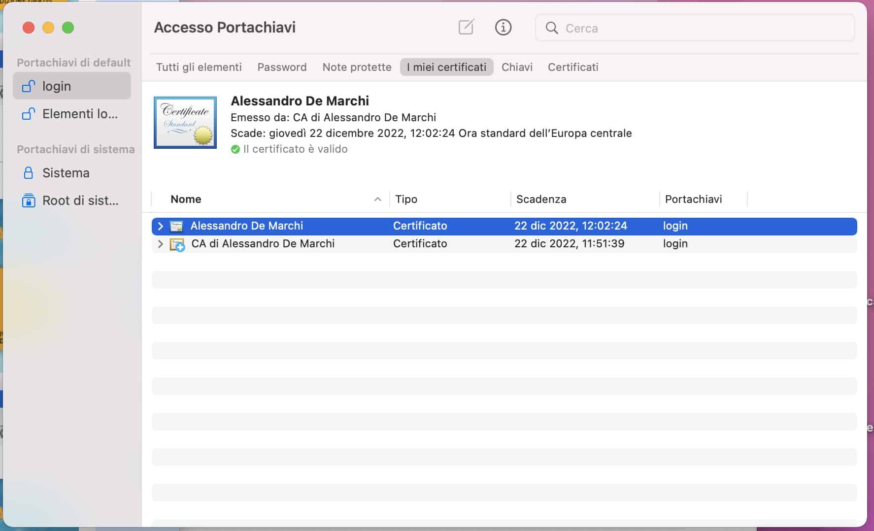 Come installare wordress in locale su macOs Keychain Access 2021 12 22 alle 12.02.49 - Come installare wordress in locale su macOs