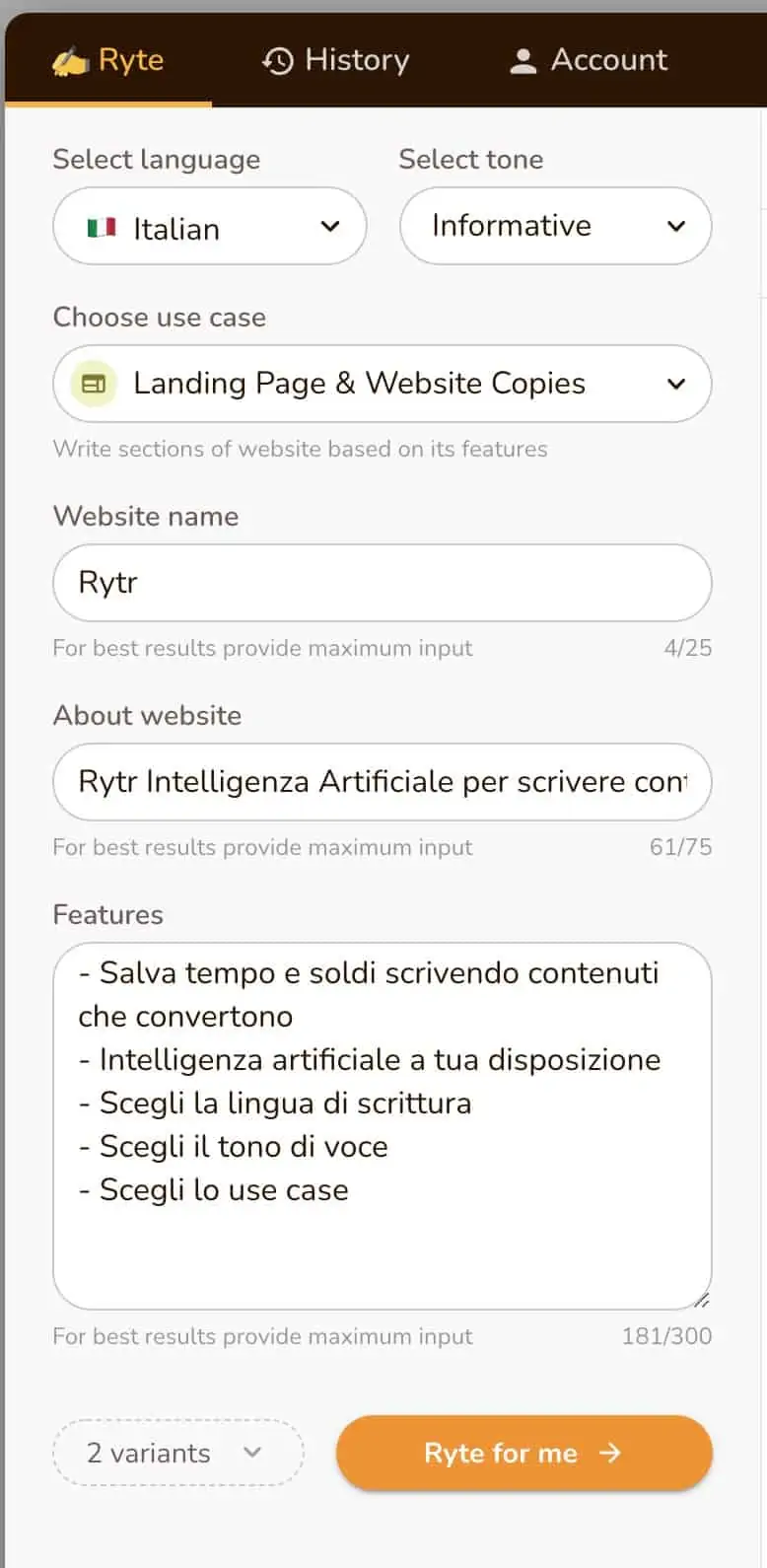 rytr selezione - Rytr: Piattaforma di AI per Scrivere Contenuti Efficaci