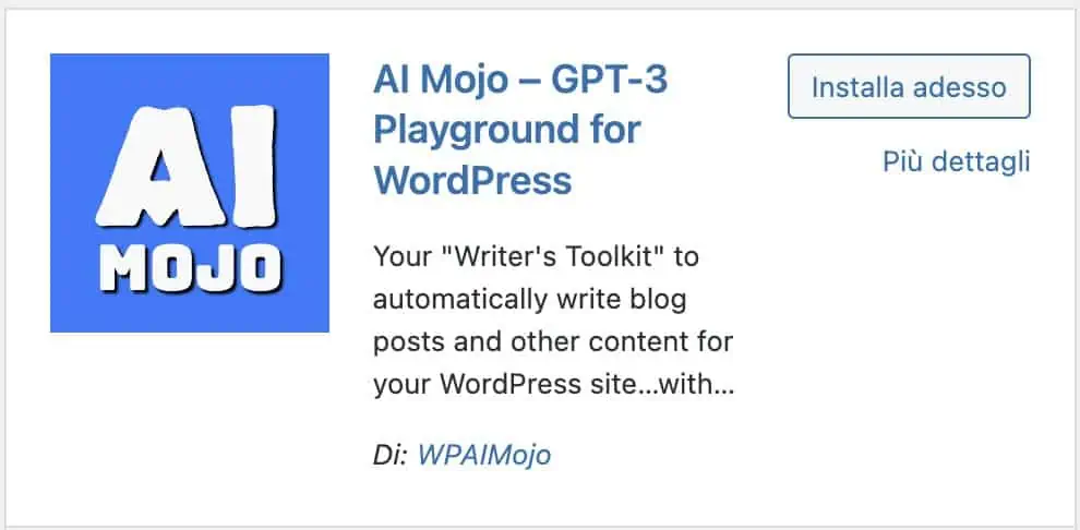 5 AI Mojo GPT3 - I migliori plugin wordpress per ChatGPT